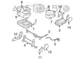 Bancheta din spate dreapta pentru Lexus RX300 RX330 RX350 RX400h 04-09, piele bej, are nevoie de curățare chimică, mânerul de rabatare al suportului de braț este rupt