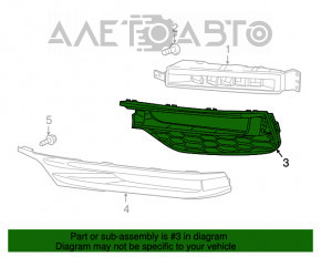 Grila protectoare a barei frontale dreapta pentru Honda Accord 16-17 restilizat, hibrid, negru lucios fara capac, nou, original OEM