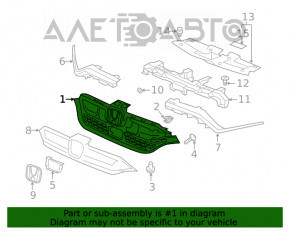 Решетка радиатора grill в сборе Honda CRV 20-22 со значком