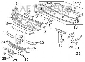 Grila radiatorului Honda Clarity 18-21 SUA complet asamblată, cu distronic, nisip