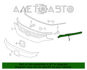 Grila radiatorului dreapta Honda Civic X FC 19-21 crom