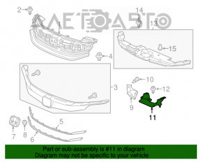 Кронштейн решетки радиатора grill Honda Accord 16-17 hybrid