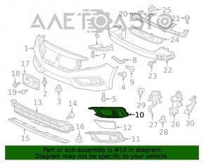 Grila bara stângă Honda Civic X FC 19-21 sub radar, fără PDC