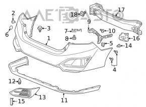 Suportul din spate al bara de protecție dreapta, interior Honda Clarity 18-21 SUA