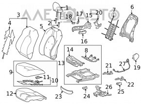 Pernele de scaun din față stânga Toyota Camry v70 18- material textil gri