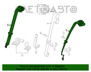 Centura de siguranță din spate dreapta pentru BMW 3 F30 12-18, culoare bej