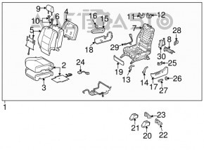 Capacul scaunului șoferului din spate stânga Lexus RX300 RX330 RX350 RX400h 04-09 bej.