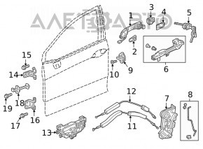 Замок двери передней левой Honda Clarity 18-21 usa