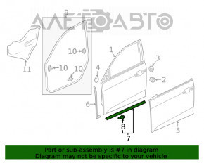 Garnitură ușă față dreapta Honda Civic X FC 16-21 4d inferioară