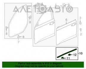 Garnitura ușii din față dreapta pentru Honda Accord 18-22, partea de jos.