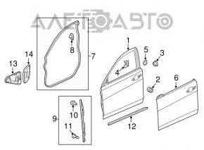 Уплотнитель двери передней левой Acura TLX 15- нижний