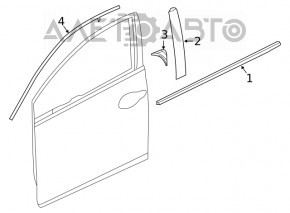 Молдинг дверь-стекло центральный передний левый Honda Insight 19-22 хром