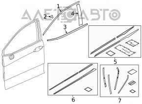 Молдинг двери верхний передней левой Honda Clarity 18-21 usa хром