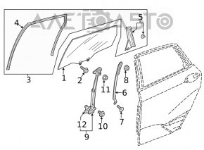 Geam electric cu motor spate dreapta Honda Clarity 18-21 SUA