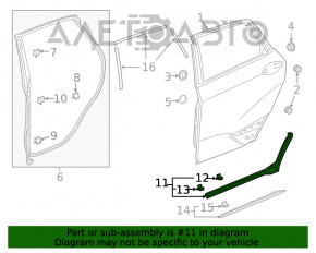 Уплотнитель двери нижний задний правый Honda Clarity 18-21 usa