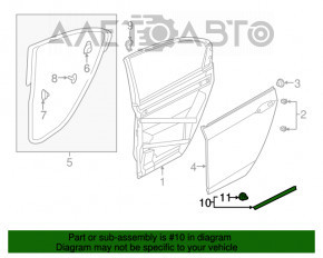 Garnitura ușii din spate dreapta pentru Honda Accord 13-17, partea de jos.