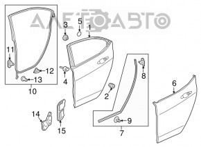 Уплотнитель двери задней правой Acura TLX 15- нижний