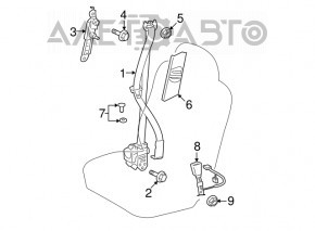 Centura de siguranță spate stânga pentru Toyota Highlander 08-13, neagră