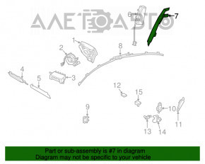 Airbag-ul lateral dreapta din spate pentru Lexus GS300 GS350 GS430 GS450h 06-11, negru, zgâriat, cartuș pirotehnic rugină