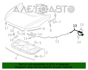 Cablu de deschidere a capotei din spate a Honda Clarity 18-21 SUA cu mâner