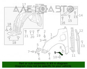 Кронштейн крыла правый Honda Clarity 18-21 usa нижний