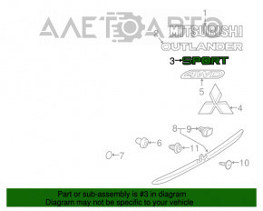 Emblema cu inscripția SPORT pentru ușile portbagajului Mitsubishi Outlander Sport ASX 10-