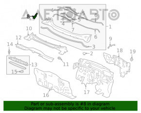 Garnitură de etanșare a grilei ștergătoarelor dreapta Honda Clarity 18-21 SUA, fixarea este ruptă.