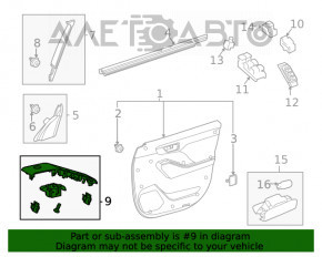 Capacul de control al geamului electric din partea dreapta față a Toyota Highlander 20- negru, zgârieturi, rupturi de montare.