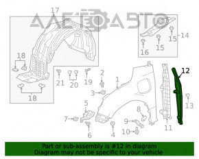 Уплотнитель крыла дверь-крыло правый Honda Clarity 18-21 usa паралон