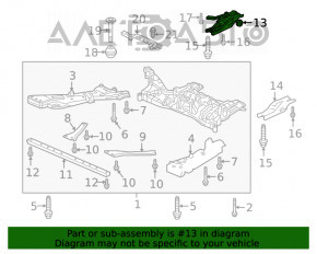 Capacul de protecție al suportului frontal drept Honda Clarity 18-21 SUA, format din 2 piese.