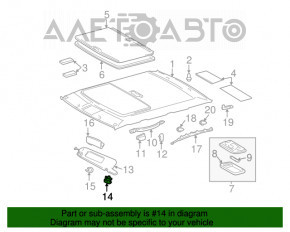 Clema de prindere a parasolarului pasagerului Lexus RX300 RX330 RX350 RX400h 04-09 bej, sub geam, clemele sunt rupte.