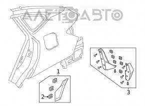 Decorație arcul stânga spate Honda Clarity 18-21 usa argintiu