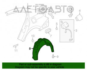 Подкрылок задний левый Honda Accord 16-17 рест hybrid