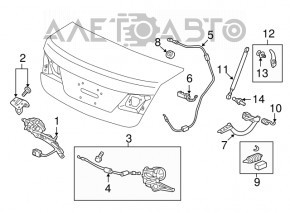 Bara de protecție a capacului portbagajului stânga Honda Clarity 18-21 SUA mic.