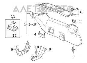 Capacul de închidere a hayonului dreapta Honda Clarity 18-21 SUA, asamblat, negru, zgâriat.