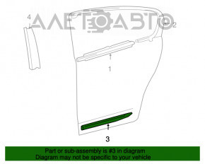 Capacul ușii din spate dreapta de jos pentru Lexus GS450h 06-07 hibrid.