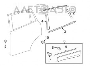 Decorație laterală ușă stânga spate Toyota Rav4 13-18 nou original OEM