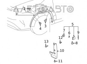 Capacul aripii din față stânga Toyota Highlander 20- original OEM nou.