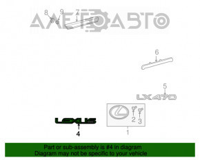 Emblema cu inscripția Lexus pentru portiera portbagajului Lexus GX470 03-09, nou OEM original.