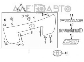 Emblema cu inscripția "ECO" de pe ușa portbagajului Toyota Prius 50 16-