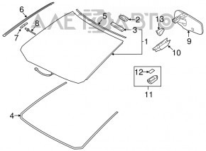 Garnitură de parbriz dreapta Lexus NX200t NX300 NX300h 15-21 nou OEM original