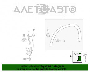 Capacul aripii din față dreapta inferioară Toyota Highlander 14-19