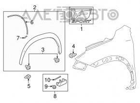 Capacul aripii din față dreapta pentru Lexus NX200t NX300 NX300h 15-21, nou, original OEM