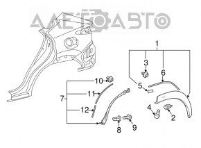 Capacul aripii spate dreapta pentru Lexus NX200t NX300 NX300h 15-21, zgârieturi.