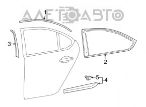 Garnitură ușă spate stânga superioară Lexus LS460 LS600h 07-12, crom