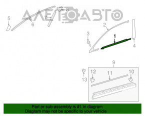 Moldură ușă-sticlă centrală față dreapta pentru Lexus NX200t NX300 NX300h 15-21 crom