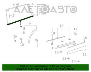 Ușă-sticlă turnare central spate stânga Toyota Highlander 20-crom nou original OEM