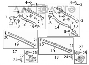 Трапеция дворников очистителя с мотором прав Honda Clarity 18-21 usa