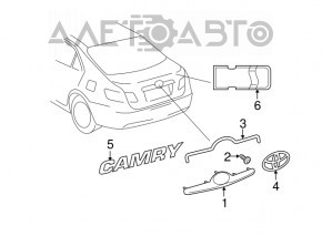 Capacul portbagajului Toyota Camry v40 10-11 cu emblema, crom, pentru camera, emblema uzata.