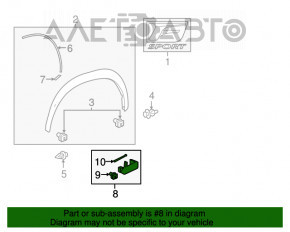 Capacul aripii din față dreapta inferioară pentru Lexus NX200t NX300 NX300h 15-21 zgârieturi.